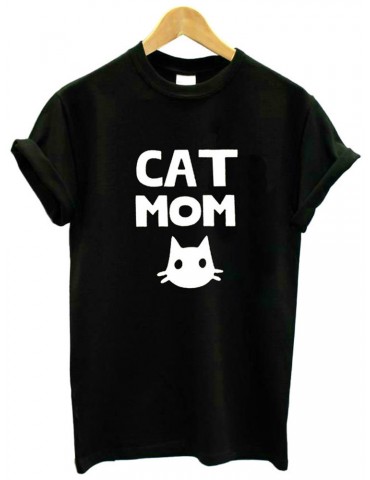 Cat Printed O-neck Short Sleeve Casual T-shirts