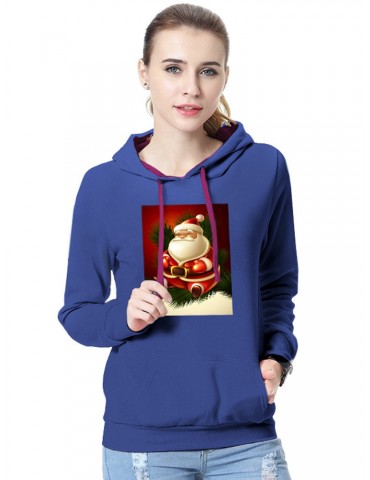 Casual Christmas Print Long Sleeve Hoodie for Women