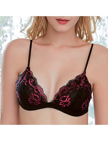 Sexy Comfortable Breathable Wireless Lace Triangle Cup Thin Bra