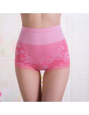 Comfy Seamless Elastic Jacquard Panties High Waist Belly Shaping Underwear For Women