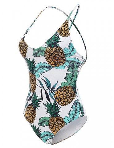 Sexy Pineapple Printing Criss Cross Backless String Monokini Swimsuits For Women