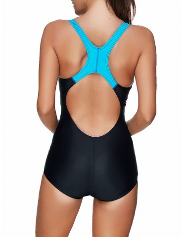 Professional Sport Pachwork Cut Out Back One Piece Swimwear For Women