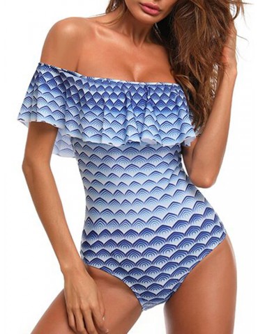 Gradient One Shoulder Slim One Piece Swimsuit Swimwear For Women