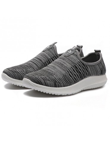 Men Breathable Knitted Fabric Slip On Hiking Casual Sneakers