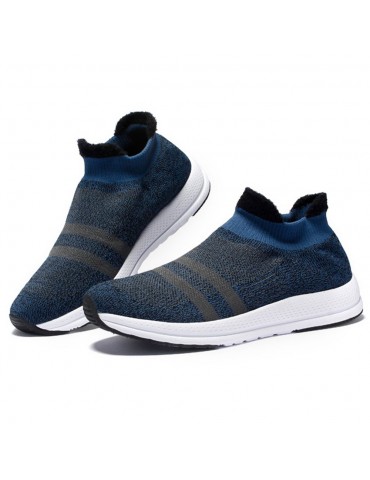 Men Knitted Fabric Slip Resistant Slip On Casual Sneakers