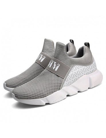 Men Elastic Panels Knitted Fabric Wear-resistant Casual Sneakers