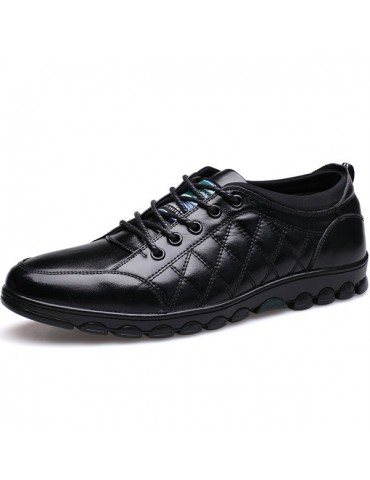 Men Soft Cow Leather Lace Up Casual Shoes