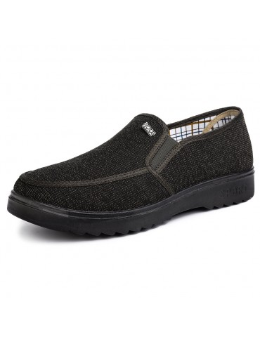 Men Pure Color Old Peking Style Fabric Slip On Casual Shoes