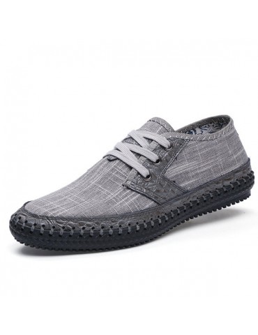 Big Size Men's Canvas Splicing Stitching Soft Sole Lace Up Casual Shoes