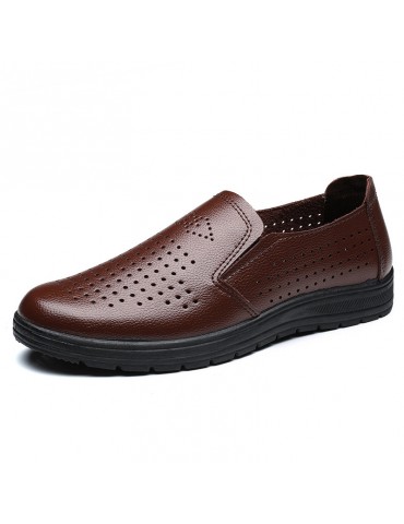 Men Hollow Out Breathable Soft Sole Slip On Casual Shoes