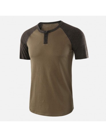 Men's Casual O-Neck Contrast Colour Bottom Short Sleeve T-shirt