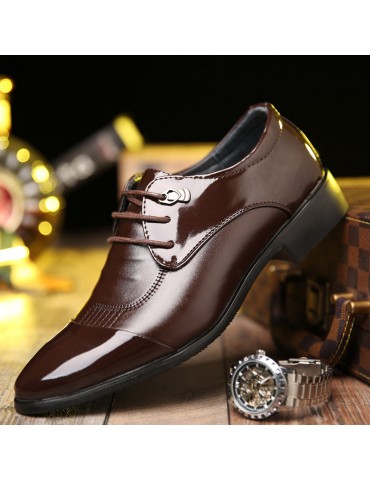 Men Cap Toe Leather Non-slip Business Casual Formal Dress Shoes