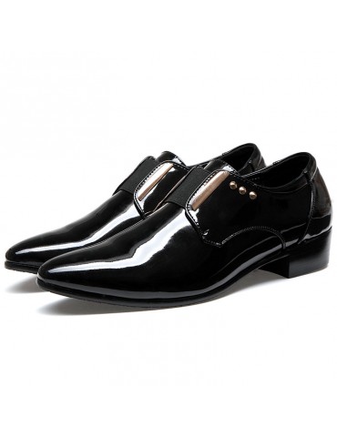 Men Classic Pointed Toe Elastic Band Slip On Formal Dress Shoes