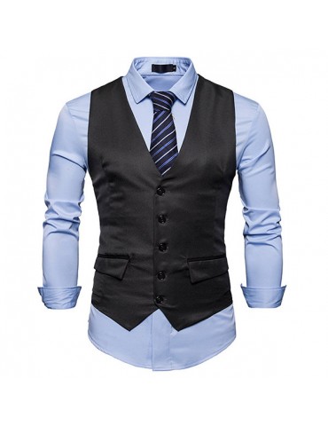 Men Casual Business Slim Fit Single Breasted Suit Vest