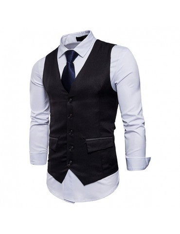 Men Casual Business Slim Fit Single Breasted Suit Vest