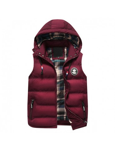 Casual Hooded Thicken Winter Fall Cotton Coat Vest for Men