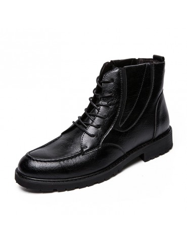 Men Vintage Elastic Band Splicing Outdoor Style Wearable Work Boots