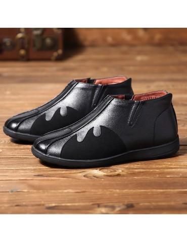 Men Microfiber Leather Slip Resistant Slip On Casual Boots