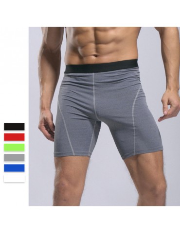 Mens Solid Color Elasticity Quick Dry Fitness Jogging Training Tights Sport Shorts