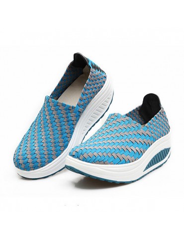 Handmade Knitting Color Match Slip On Sport Platform Shake Shoes