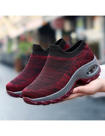 Large Size Women Casual Outdoor Breathable Mesh Slip On Platform Sneakers