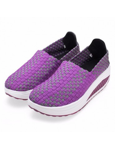 Stretch Casual Breathable Knitting Platform Slip On Shook Shoes Sneakers