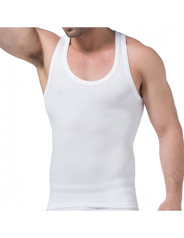 Mens Sexy High Elastic Body Sculpting Fat Burning Waist Tummy Tuck Skinny Fit Sport Tank Tops