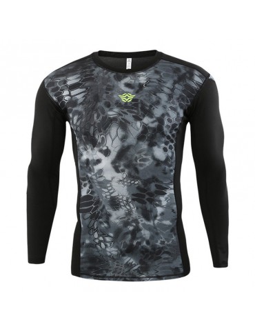 Mens Elastic Sport Training Running Breathable Quick-drying Camo Printed  Casual Skinny Tops