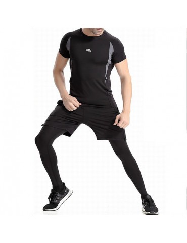 Mens PRO Compression Quick-drying Skinny Fit Training Fitness Three-piece Sport Suits