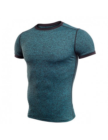 Mens Quick-drying Skinny Fit Solid Color Tops Fitness Training Jogging Sport T-shirt