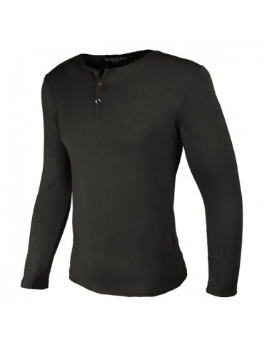 Household Casual Botton Collar T-shirt Round Neck Long Sleeved T-shirt For Men