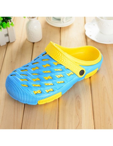 Big Size Hollow Out Color Match Sandals Slip On Flat Slippers