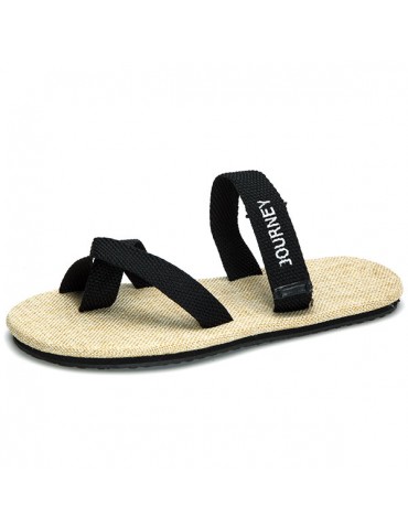 Big Size Flax Hook Loop Clip Toe Beach Casual Sandals