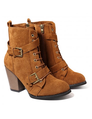 Pointed Toe Chunky Heel Ankle Boots