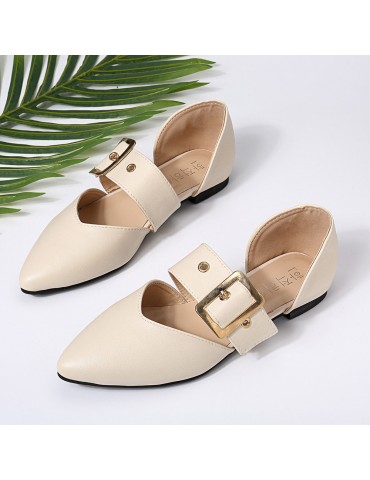 Pointed Toe Buckle Strap Flats