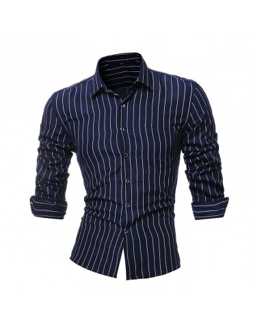 Stripes Printing Slim Long Sleeve Designer Shirts for Men