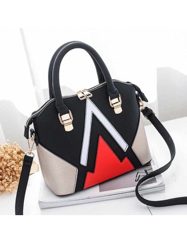 Women Patchwork Handbag PU Leather Crossbody Bag