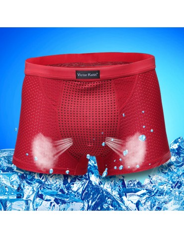 Ice Silk Mesh Breathable Cool Magnetotherapy Healthcare Boxers For Men