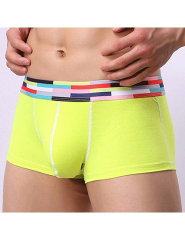 Sexy Cotton Breathable U Convex Patchwork Boxer Underwear for Men