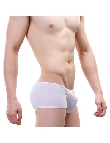 White Cotton U Convex Pouch Low Waist Boxers for Men