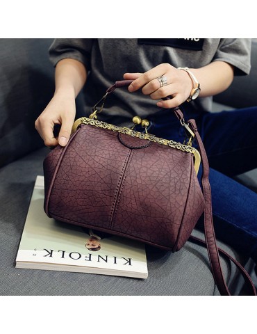 Women Vintage Hasp Bucket Bags PU Leather Crossbody Bags