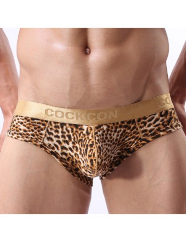 Mens Sexy Leopard Printing Breathable Ice Silk Boxers