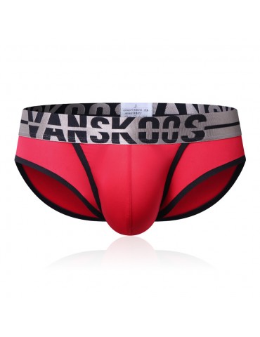 Men Sexy Ice Silk Underwear Patchwork Breathable U Convex Pouch Letter Printing Waistband Briefs