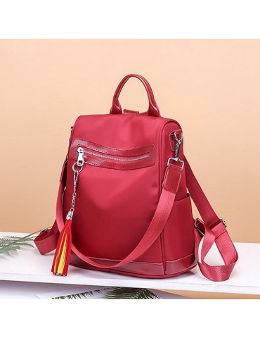 Women Nylon Waterproof Multi-function Backpack Outdoor Travel Tassel Shoulder Bags