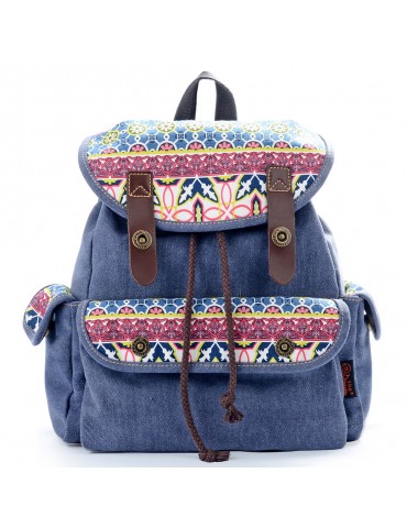 Casual Retro School Bag Canvas Drawstring Backpack