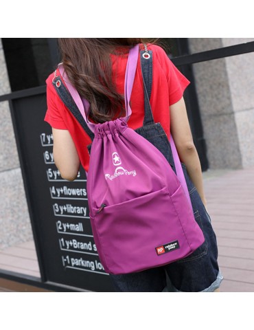 Women Nylon Backpack Casual String Students Bags Fitness Bag