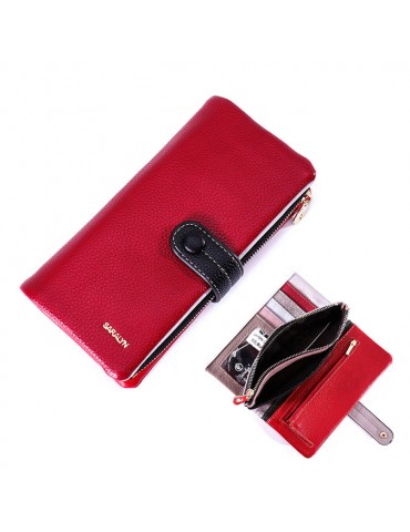 Women PU Leather Soft 10 Card Slot Long Wallet Multi-function Phone Purse