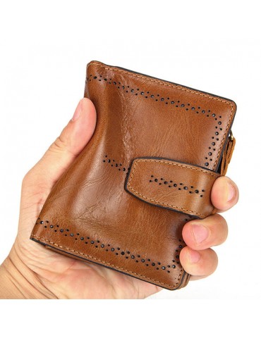 Women RFID Genuine Leather Wallet Multi-slots Card Holder Coin Bag