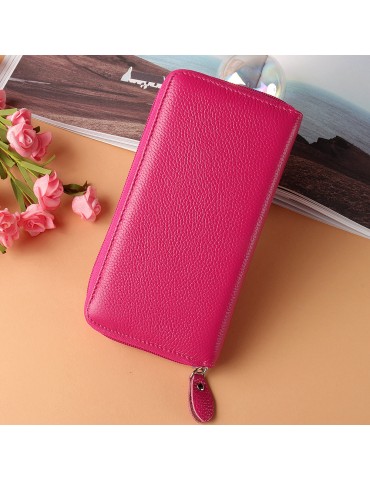 RFID Women Leisure Genuine Leather 30 Card Slot Wallet Multi-function Phone Bags