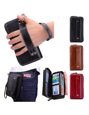 Women Multi-function Vintage Long Wallet 11 Card Slot Solid 6.3 Inch Phone Bag Leisure Clutch Bag